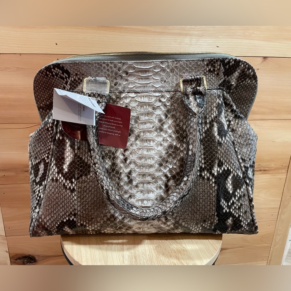 NWT Grand Pelle Genuine Python Tote Bag 16x12x8
